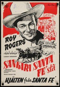 5y146 LIGHTS OF OLD SANTA FE Finnish '44 art of Roy Rogers & Trigger + Dale Evans!