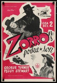 5y163 SON OF ZORRO chapter 2 Finnish '50 cool art of the masked hero with gun, Republic serial!