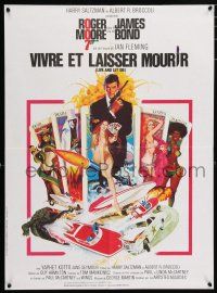 5y720 LIVE & LET DIE French 23x31 R80s art of Roger Moore as James Bond by Robert McGinnis!