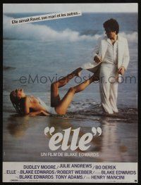 5y739 '10' French 16x21 '79 Blake Edwards, Dudley Moore & sexy Bo Derek on the beach!