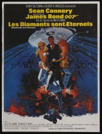 5y771 DIAMONDS ARE FOREVER French 17x22 R80s art of Sean Connery as James Bond by Robert McGinnis!