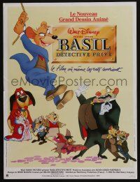 5y791 GREAT MOUSE DETECTIVE French 16x21 '86 Disney's crime-fighting Sherlock Holmes rodent cartoon!