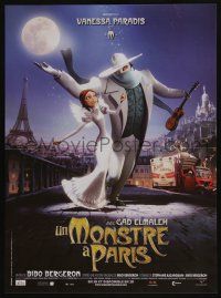 5y823 MONSTER IN PARIS French 16x21 '11 cool animated musical images, Eiffel tower in background!