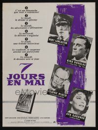 5y835 SEVEN DAYS IN MAY French 12x16 '64 Burt Lancaster, Kirk Douglas, Fredric March & Ava Gardner