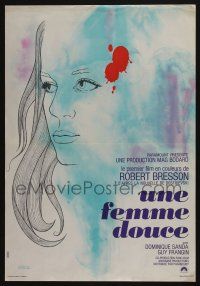 5y846 UNE FEMME DOUCE French 15x22 '69 Robert Bresson's Une femme douce, wonderful art by Chica!
