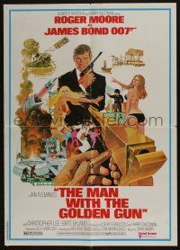 5y003 MAN WITH THE GOLDEN GUN Lebanese '74 art of Roger Moore as James Bond by Robert McGinnis!