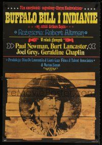 5y394 BUFFALO BILL & THE INDIANS Polish 27x39 '78 art of Paul Newman as William F. Cody by McMacken!