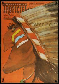 5y404 DER SCOUT Polish 27x39 '83 cool Andrzej Krzysztoforski art of Native American!
