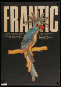 5y407 FRANTIC Polish 26x38 '88 Polanski, Jakub Erol art of bird with Statue of Liberty crown!