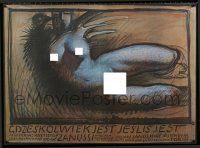 5y465 WHEREVER YOU ARE Polish 27x36 '88 different art of naked woman by F.V.B. Starowieyski!