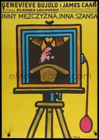 5y314 ANOTHER MAN ANOTHER CHANCE Polish 23x33 '78 Claude Lelouch, Caan & Bujold, Flisak art!