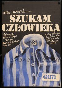 5y355 LOOKING FOR A MAN Polish 23x33 '74 Mikhail Bogin, Erol art of swastika on prison uniform!