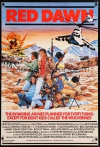 5y029 RED DAWN English 1sh '84 Patrick Swayze, C. Thomas Howell, Sheen, different art!