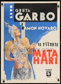 5y274 MATA HARI Yugoslavian 20x27 R58 soldier Ramon Novarro & glamorous Greta Garbo!