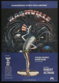 5y276 NASHVILLE Yugoslavian 19x27 '75 Robert Altman, cool patriotic sexy microphone artwork!