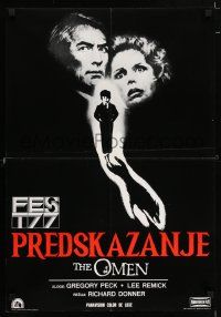 5y277 OMEN Yugoslavian 19x28 '77 Gregory Peck, Lee Remick, Satanic horror, it's frightening!