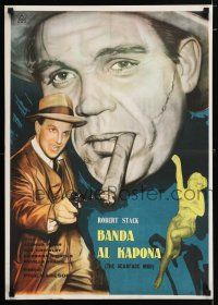 5y290 SCARFACE MOB Yugoslavian 19x27 '62 art of Robert Stack as Eliot Ness & sexy girl!