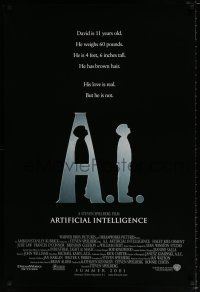 5z017 A.I. ARTIFICIAL INTELLIGENCE logo style int'l advance DS 1sh '01 Spielberg, Osment, Jude Law!