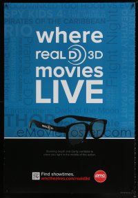 5z056 AMC THEATRES RealD 3D style DS 1sh '11 cool ad from the movie theater chain!