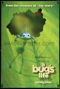 5z153 BUG'S LIFE int'l advance DS 1sh '98 Walt Disney, Pixar CG, ant peeking through leaf!