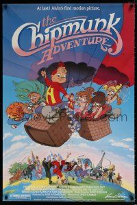 5z181 CHIPMUNK ADVENTURE 1sh '87 cool image of cute cartoon rodents in balloon!