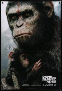 5z236 DAWN OF THE PLANET OF THE APES style B teaser DS 1sh '14 close-up of Caesar w/ his son!