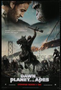 5z237 DAWN OF THE PLANET OF THE APES style C int'l teaser DS 1sh '14 Caesar, Clarke, ape on horse!