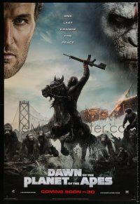 5z238 DAWN OF THE PLANET OF THE APES style D int'l teaser DS 1sh '14 Caesar, Clarke, ape on horse!