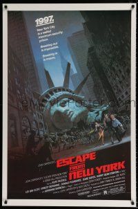 5z289 ESCAPE FROM NEW YORK 1sh '81 Carpenter, art of decapitated Lady Liberty by Jackson!
