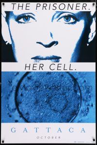 5z352 GATTACA teaser 1sh '97 Ethan Hawke, cool image of Uma Thurman, the prisoner and her cell!