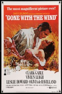 5z370 GONE WITH THE WIND 1sh R80s Clark Gable, Vivien Leigh, Terpning artwork, all-time classic!