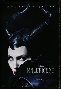 5z557 MALEFICENT teaser DS 1sh '14 cool close-up image of sexy Angelina Jolie in title role!