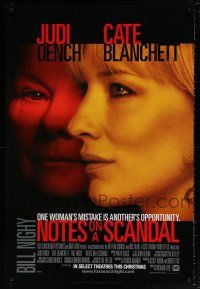 5z646 NOTES ON A SCANDAL advance DS 1sh '06 cool close up images of Judi Dench, Cate Blanchett!