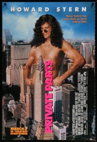 5z678 PRIVATE PARTS advance DS 1sh '96 wacky image of naked Howard Stern in New York City!