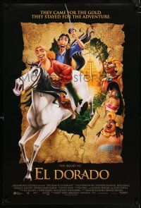 5z706 ROAD TO EL DORADO int'l DS 1sh '00 Dreamworks cartoon, explorers on horse at the city of gold!