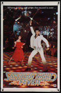5z716 SATURDAY NIGHT FEVER teaser 1sh '77 best image of disco John Travolta & Karen Lynn Gorney!