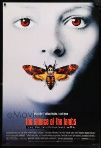 5z730 SILENCE OF THE LAMBS style D 1sh '90 great image of Jodie Foster with moth over mouth!