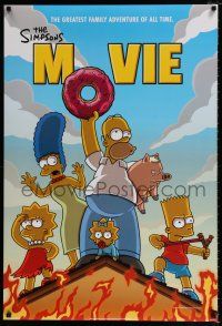 5z732 SIMPSONS MOVIE style C int'l DS 1sh '07 Groening art of Homer, Bart, Marge, Maggie and Lisa!