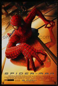 5z743 SPIDER-MAN advance DS 1sh '02 Tobey Maguire crawling up wall, Sam Raimi, Marvel Comics!