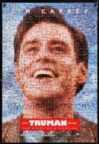 5z804 TRUMAN SHOW teaser DS 1sh '98 really cool mosaic art of Jim Carrey, Peter Weir