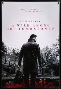 5z826 WALK AMONG THE TOMBSTONES teaser DS 1sh '14 Liam Neeson in graveyard w/gun!
