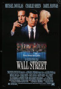 5z828 WALL STREET 1sh '87 Michael Douglas, Charlie Sheen, Daryl Hannah, Oliver Stone!