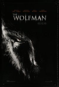 5z841 WOLFMAN teaser DS 1sh '10 cool image of Benicio Del Toro as monster in title role!