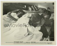 6a167 BULLITT 8.25x10 still '68 sexy Jacqueline Bisset in bed with Steve McQueen talking on phone!