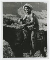 6a290 FADE IN TV 8x10 still '68 great image of barechested cowboy Burt Reynolds on horse!