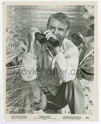 6a300 FATHER GOOSE 8.25x10.25 still '65 close up of Cary Grant with binoculars sitting by lake!
