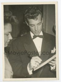 6a387 GUY MADISON deluxe 5x7 still '50s great close up in tuxedo signing an autograph for a fan!
