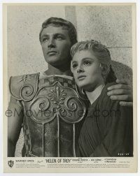 6a406 HELEN OF TROY 8x10.25 still '56 great close up of Rossana Podesta & Jacques Sernas!