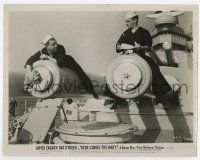 6a410 HERE COMES THE NAVY 8x10.25 still '34 James Cagney & Frank McHugh sitting on battleship guns!