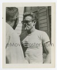 6a453 JAMES DEAN 4x5 still '56 c/u wearing shades with cigarette dangling from his mouth!